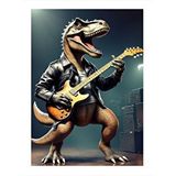 Tablomega Elektro Gitar Çalan Dinozor Mdf Tablo 25cmx 35cm
