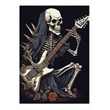 Tablomega Elektro Gitar Çalan İskelet Mdf Tablo 25cmx 35cm