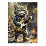 Tablomega Elektro Gitar Çalan Kedi Mdf Poster 25cmx 35cm