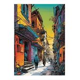 Tablomega Eski Sokak Dekoratif Ahşap Tablo 25cmx 35cm