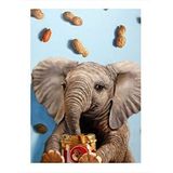 Tablomega Fıstık Ezmesi Yiyen Fil Desenli Mdf Tablo 35cm X50cm
