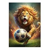 Tablomega Futbol Oynayan Aslan Model Ahşap Tablo 35cm X50cm