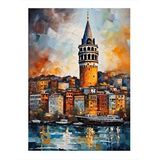Tablomega Galata Kulesi Manzarası Modern Ahşap Tablo 35cm X50cm