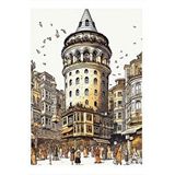 Tablomega Galata Kulesi Tarihi Dekoratif Ahşap Tablo 35cm X50cm