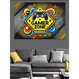 Tablomega Gamer Zone Uyarı Tabelası Dekoratif Kanvas - Mdf Ahşap Tablo