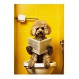Tablomega Gazete Okuyan Tuvaletteki Köpek Mdf Poster 35cm X50cm