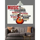 Tablomega Gitar Şekilli "müzik" Posteri Dekoratif Kanvas - Mdf Ahşap Tablo