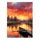 Tablomega Göl Ve Ahşap Tekne Hediyelik Ahşap Tablo 35cm X50cm