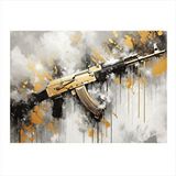 Tablomega Gold Ak-47 Model Ahşap Tablo 25cmx 35cm
