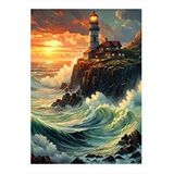 Tablomega Gün Batımı Ve Deniz Feneri Dekoratif Mdf Tablo 25cmx 35cm