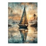 Tablomega Gün Batımı Ve Erken Kayık Art Mdf Poster 25cmx 35cm