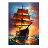 Tablomega Gün Batımı Ve Yelkenli Gemi Art Mdf Poster 35cm X50cm