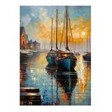 Tablomega Gün Batımı Ve Yelkenli Tekneler Art Mdf Poster 25cmx 35cm