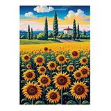 Tablomega Günebakan Ayçiçeği Tarlası Hediyelik Ahşap Tablo 25cmx 35cm