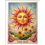 Tablomega Güneş Tarot Kartı Sarı Gülen Dekoratif Kanvas - Mdf Ahşap Tablo