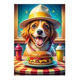 Tablomega Hamburger Seven Köpek Desenli Ahşap Tablo 35cm X50cm