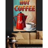 Tablomega Hot Coffee Vintage Tabela Dekoratif Kanvas - Mdf Ahşap Tablo