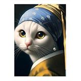 Tablomega İnci Küpeli Kedi Model Ahşap Tablo 35cm X50cm
