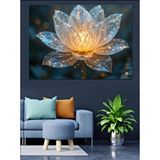 Tablomega Işıklı Kristal Lotus Çiçeği Dekoratif Kanvas - Mdf Ahşap Tablo