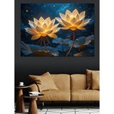 Tablomega Işıklı Lotus Çiçeği Dekoratif Kanvas - Mdf Ahşap Tablo