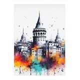 Tablomega İstanbul Galata Kulesi Hediyelik Ahşap Tablo 35cm X50cm