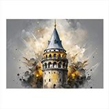 Tablomega İstanbul Galata Kulesi Modern Ahşap Tablo 25cmx 35cm