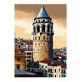 Tablomega İstanbul Galata Kulesi Temalı Desenli Ahşap Tablo 25cmx 35cm
