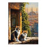 Tablomega İstanbul Ve Yavru Kediler Dekoratif Ahşap Tablo 25cmx 35cm