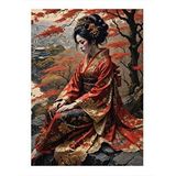 Tablomega Japon Kadın Hediyelik Ahşap Tablo 35cm X50cm