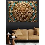 Tablomega Kabartmalı Altın Mandala Deseni Dekoratif Kanvas - Mdf Ahşap Tablo