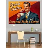 Tablomega Kahve İç Poster Retro Dekoratif Kanvas - Mdf Ahşap Tablo