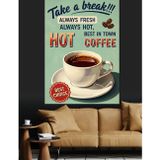 Tablomega Kahve Molası Retro Poster Dekoratif Kanvas - Mdf Ahşap Tablo