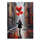 Tablomega Kalp Şeklinde Uçan Balon Model Mdf Tablo 25cmx 35cm