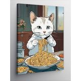Tablomega Kanvas Tablo Afacan Kedi Ve Spagetti Makarna