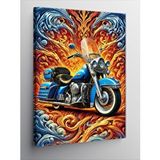 Tablomega Kanvas Tablo Alevli Motosiklet Çizimi