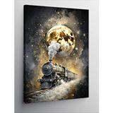 Tablomega Kanvas Tablo Altın Dolunay Ve Tren