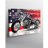 Tablomega Kanvas Tablo Amerikan Bayrağı Ve Chopper Motor