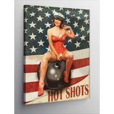 Tablomega Kanvas Tablo Amerikan Bayrağı Ve Pin Up Kızı
