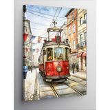 Tablomega Kanvas Tablo Arnavut Kaldırım'Daki Tramvay