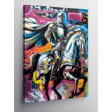 Tablomega Kanvas Tablo At Üzerinde Şovalye Ve Grafiti Desen