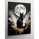 Tablomega Kanvas Tablo Ay Ve Siyah Kedi