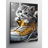 Tablomega Kanvas Tablo Ayakkabıya Giren Sevimli Kedi