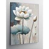 Tablomega Kanvas Tablo Beyaz Lotus Çiçeği Ve Minimalist Huzur