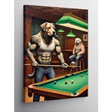 Tablomega Kanvas Tablo Bilardo Masasında Köpekler