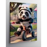 Tablomega Kanvas Tablo Bisiklet Süren Sevimli Panda