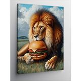 Tablomega Kanvas Tablo Burger Yiyen Aslan