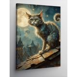 Tablomega Kanvas Tablo Çatıda Kedi