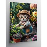 Tablomega Kanvas Tablo Çiçek İken Kedi