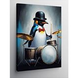 Tablomega Kanvas Tablo Davul Çalan Penguen