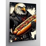 Tablomega Kanvas Tablo Deri Ceketli Kartal Ve Hotdog